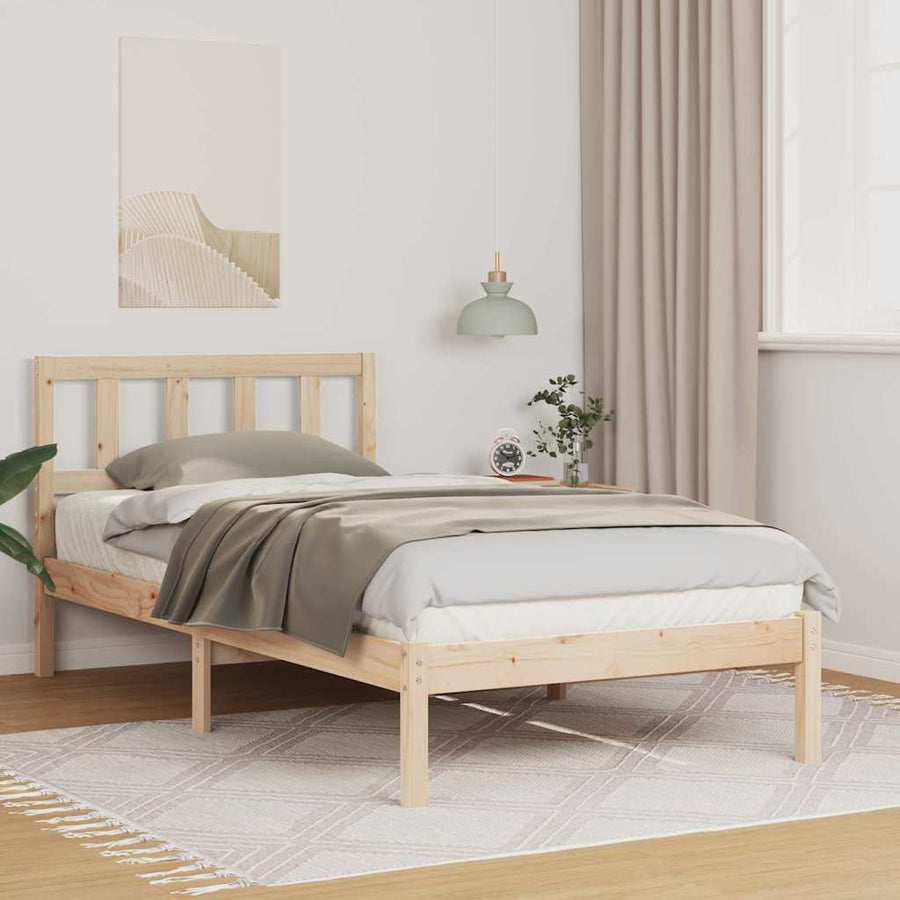 Bedframe met hoofdeinde Bruin 100 x 200 cm Massief grenenhout