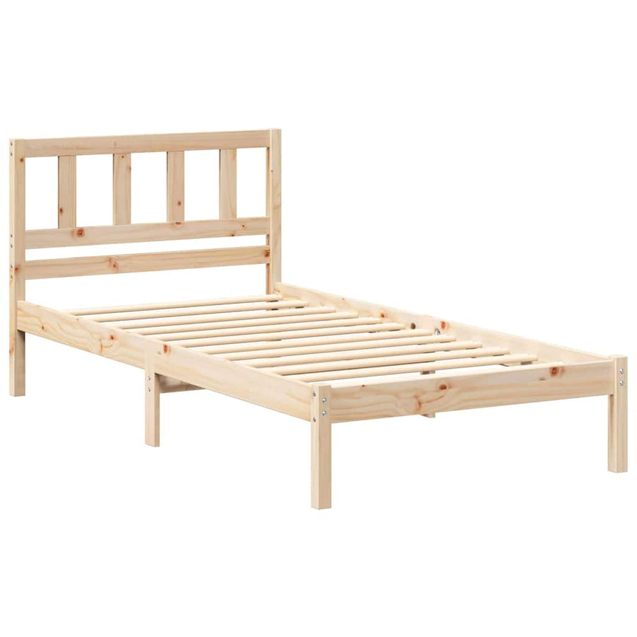 Bedframe met hoofdeinde Bruin 90 x 190 cm Massief grenenhout