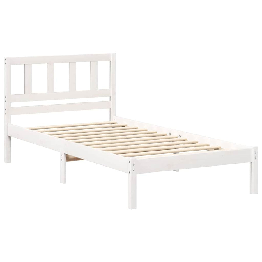 Bedframe met hoofdeinde Wit 90 x 190 cm Massief grenenhout