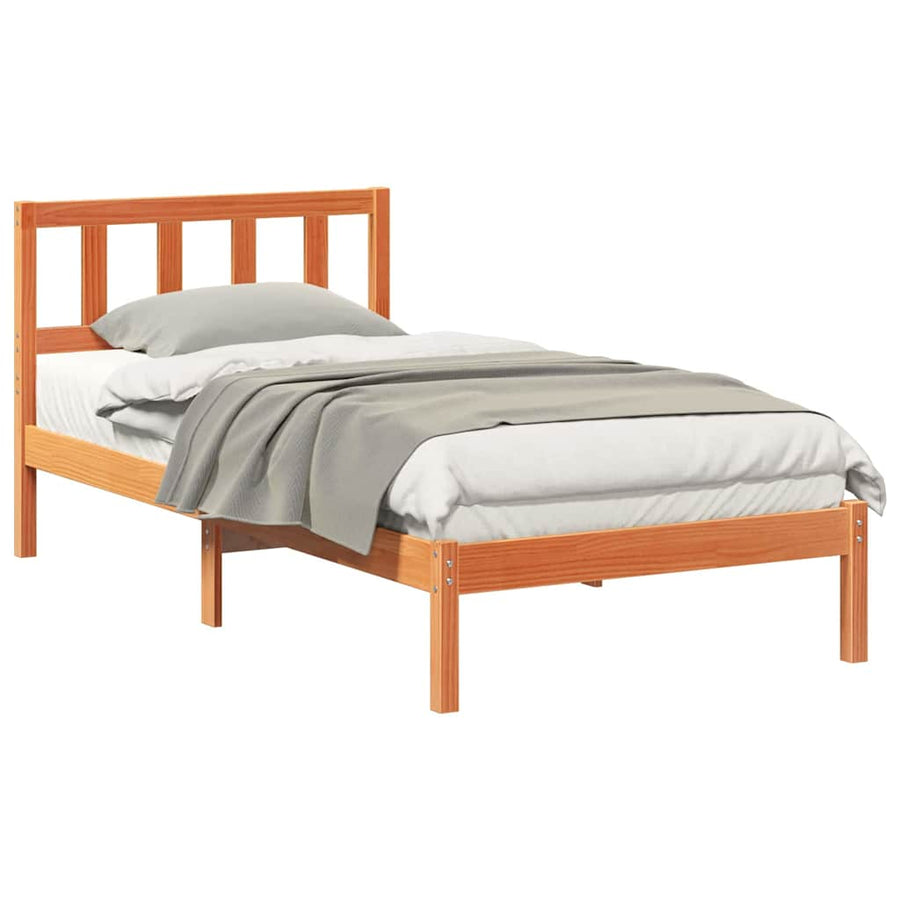 Bedframe met hoofdeinde Wasbruin 90 x 190 cm Massief grenenhout