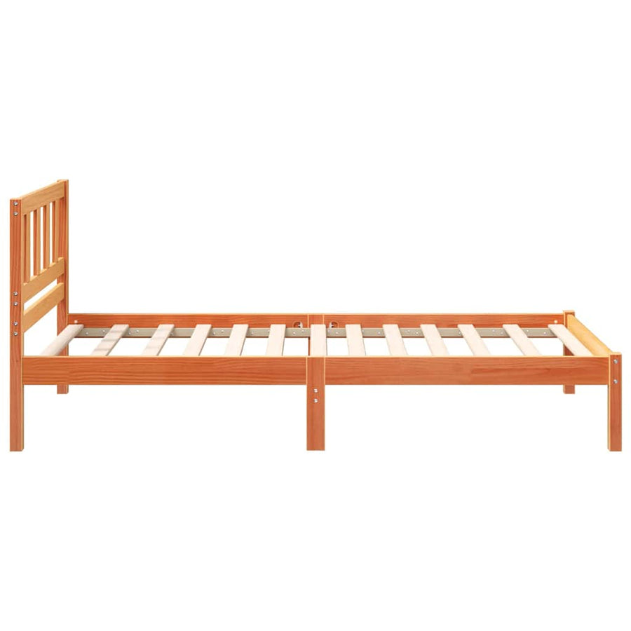 Bedframe met hoofdeinde Wasbruin 90 x 190 cm Massief grenenhout