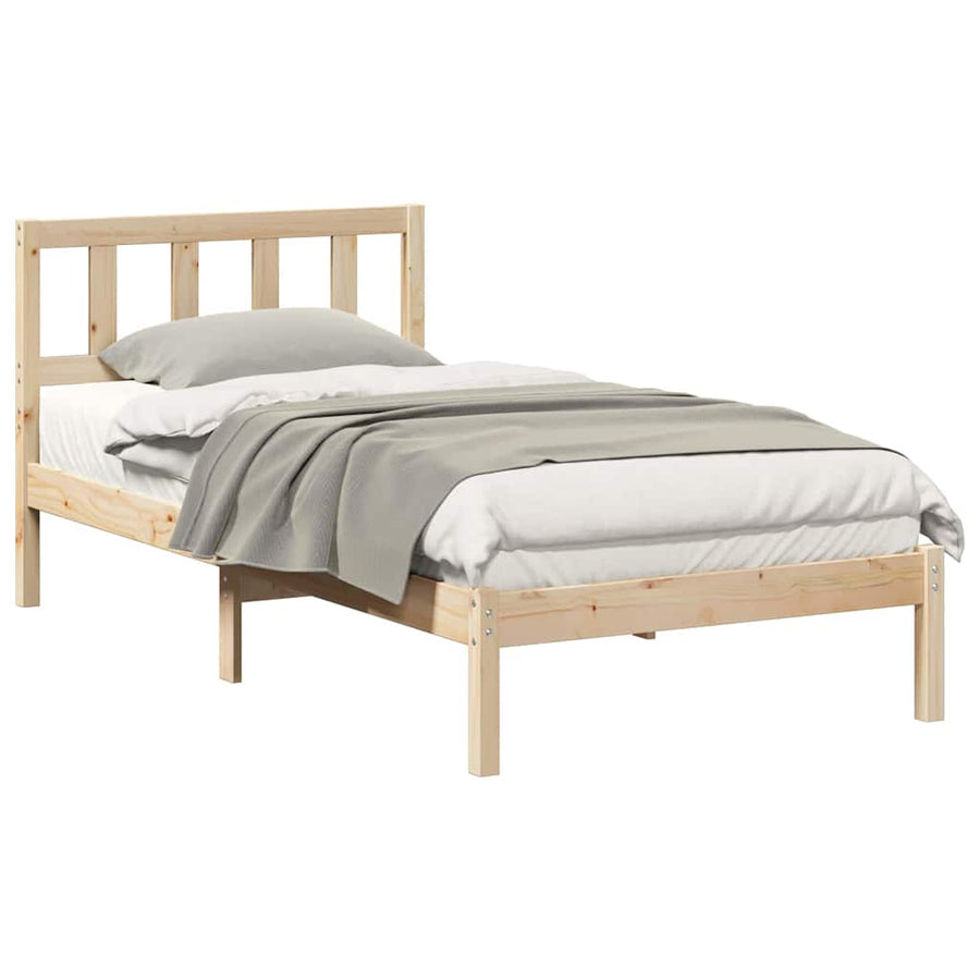 Bedframe met hoofdeinde Bruin 75 x 190 cm Massief grenenhout