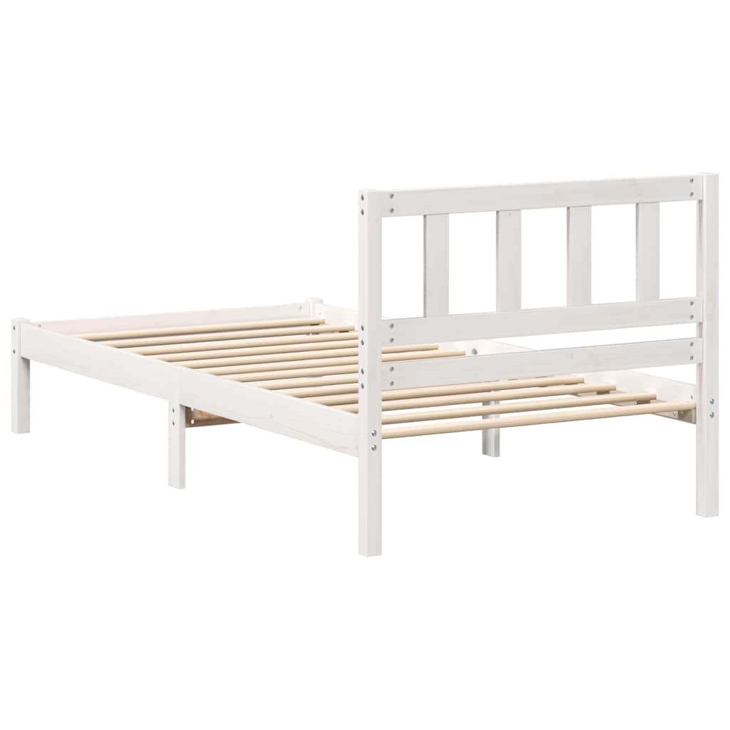 Bedframe met hoofdeinde Wit 75 x 190 cm Massief grenenhout