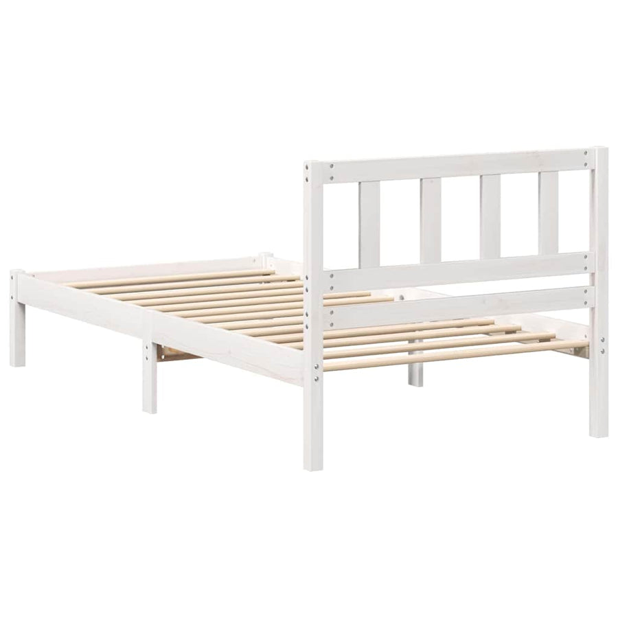 Bedframe met hoofdeinde Wit 75 x 190 cm Massief grenenhout