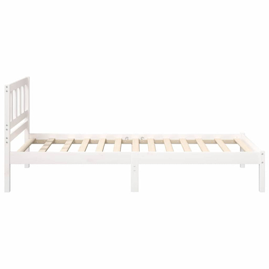 Bedframe met hoofdeinde Wit 75 x 190 cm Massief grenenhout