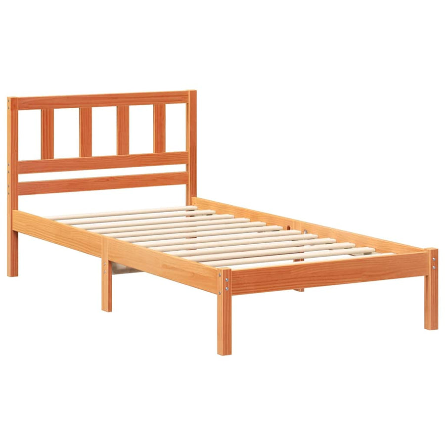 Bedframe met hoofdeinde Wasbruin 75 x 190 cm Massief grenenhout