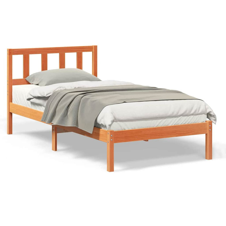 Bedframe met hoofdeinde Wasbruin 75 x 190 cm Massief grenenhout