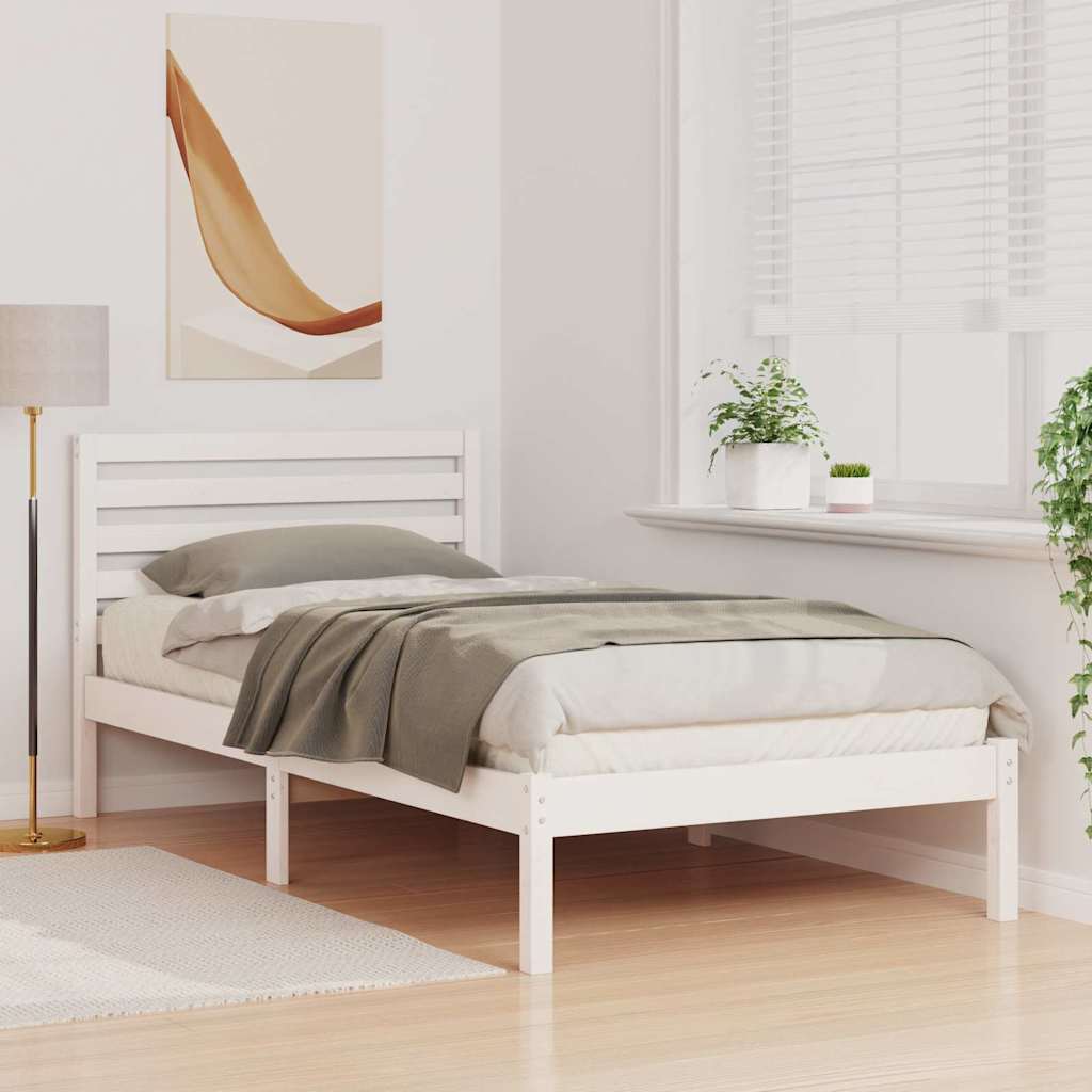 Bedframe met hoofdeinde Wit 80 x 200 cm Massief grenenhout