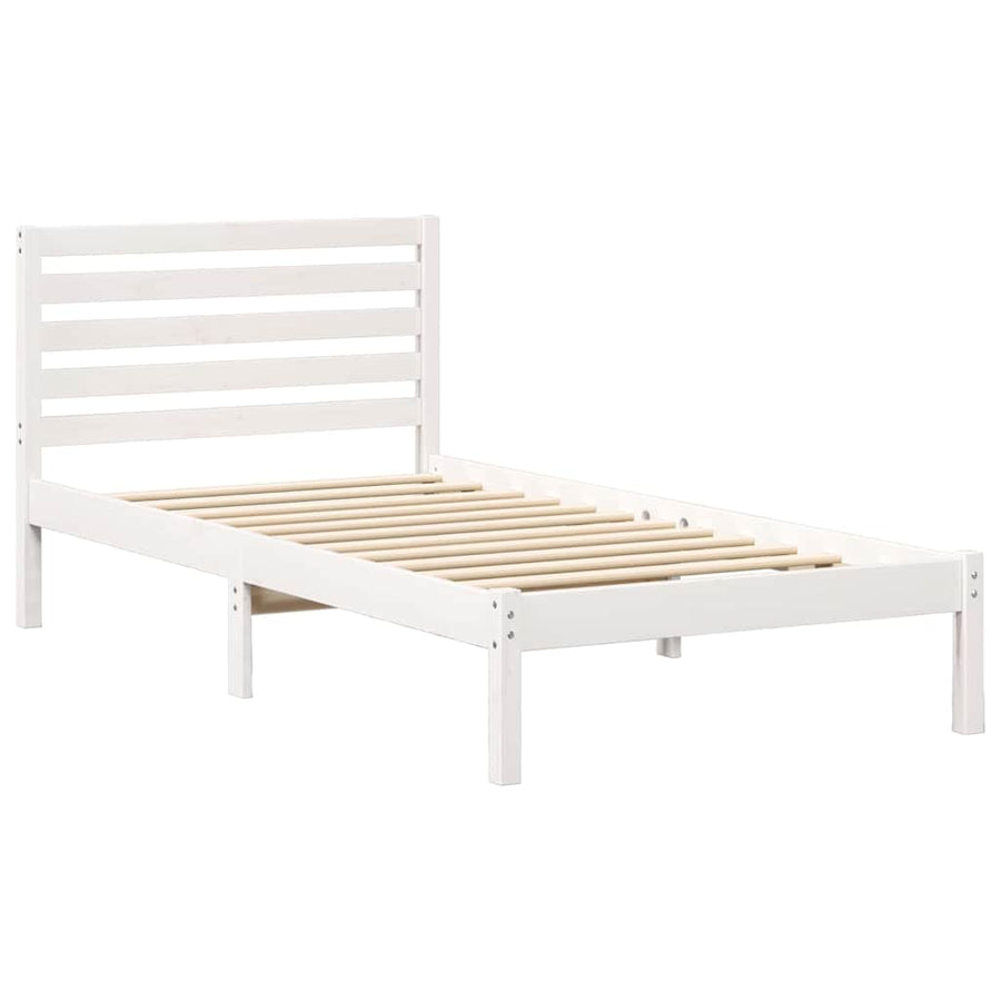 Bedframe met hoofdeinde Wit 80 x 200 cm Massief grenenhout