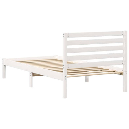 Bedframe met hoofdeinde Wit 80 x 200 cm Massief grenenhout