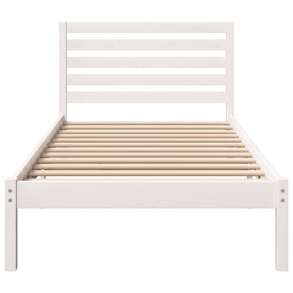 Bedframe met hoofdeinde Wit 80 x 200 cm Massief grenenhout