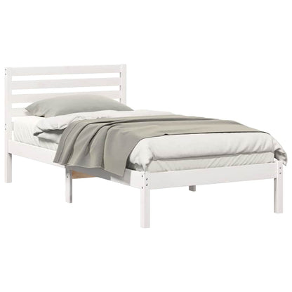 Bedframe met hoofdeinde Wit 80 x 200 cm Massief grenenhout