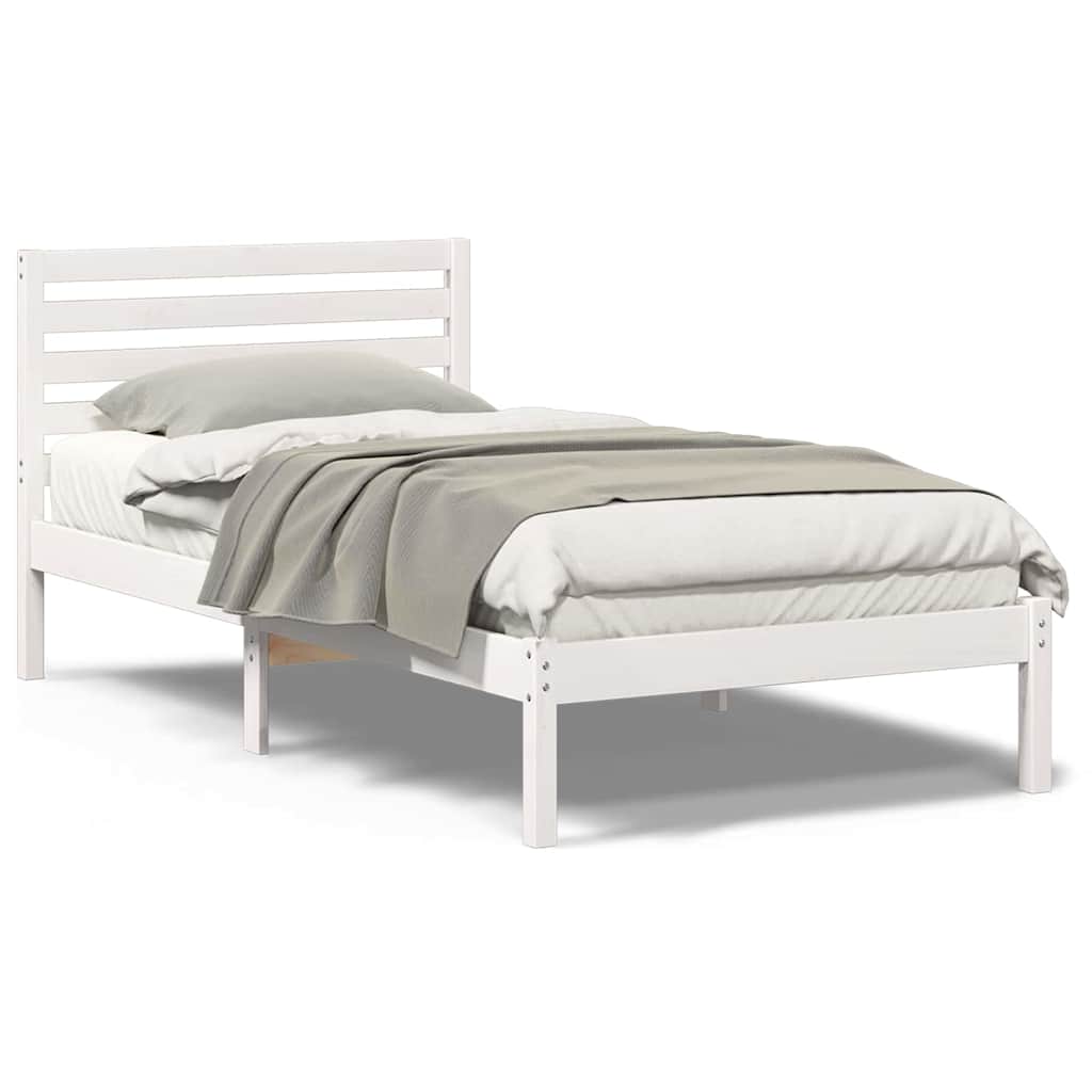 Bedframe met hoofdeinde Wit 80 x 200 cm Massief grenenhout