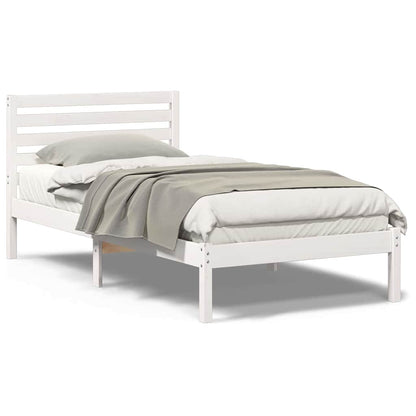 Bedframe met hoofdeinde Wit 80 x 200 cm Massief grenenhout