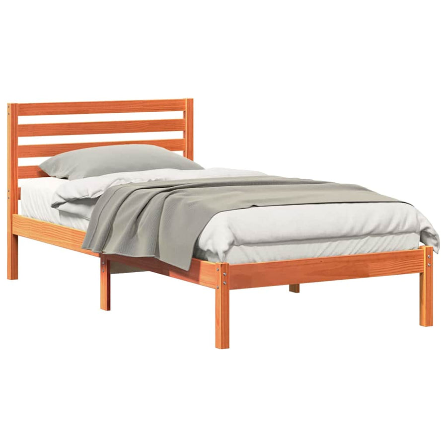 Bedframe met hoofdeinde Wasbruin 80 x 200 cm Massief grenenhout