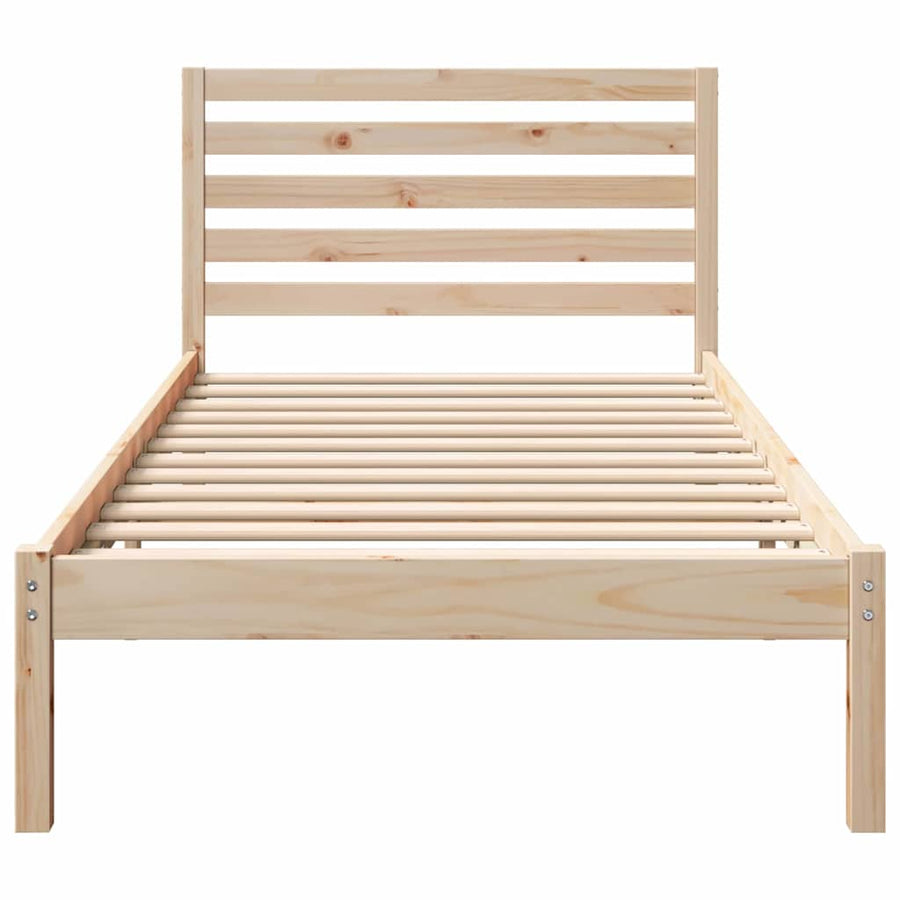 Bedframe met hoofdeinde Bruin 90 x 200 cm Massief grenenhout