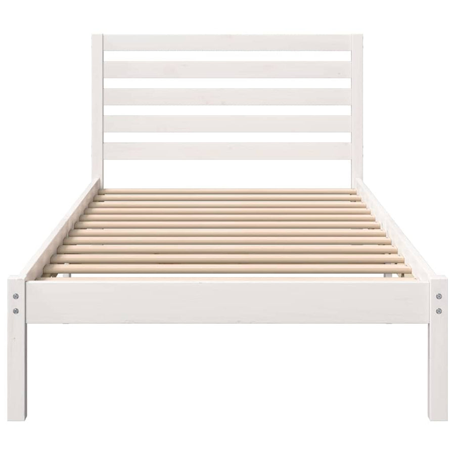 Bedframe met hoofdeinde Wit 90 x 200 cm Massief grenenhout