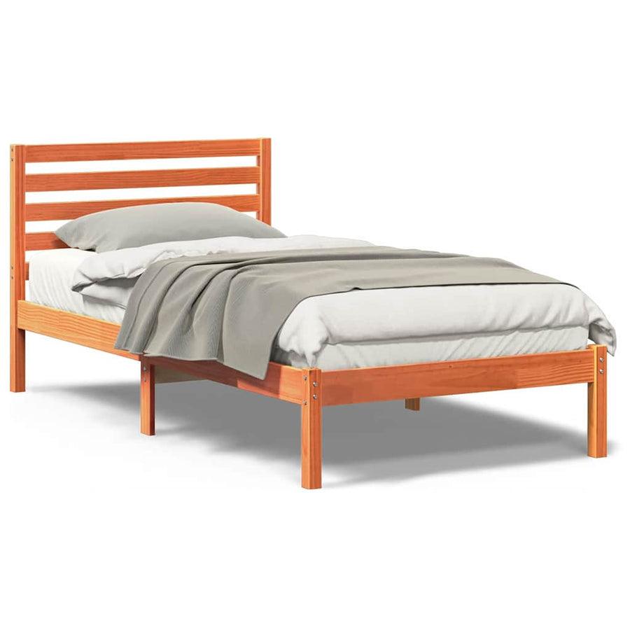 Bedframe met hoofdeinde Wasbruin 90 x 200 cm Massief grenenhout
