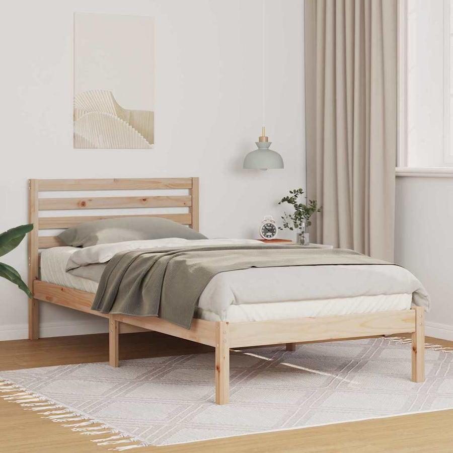 Bedframe met hoofdeinde Bruin 100 x 200 cm Massief grenenhout