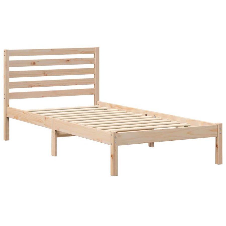 Bedframe met hoofdeinde Bruin 100 x 200 cm Massief grenenhout