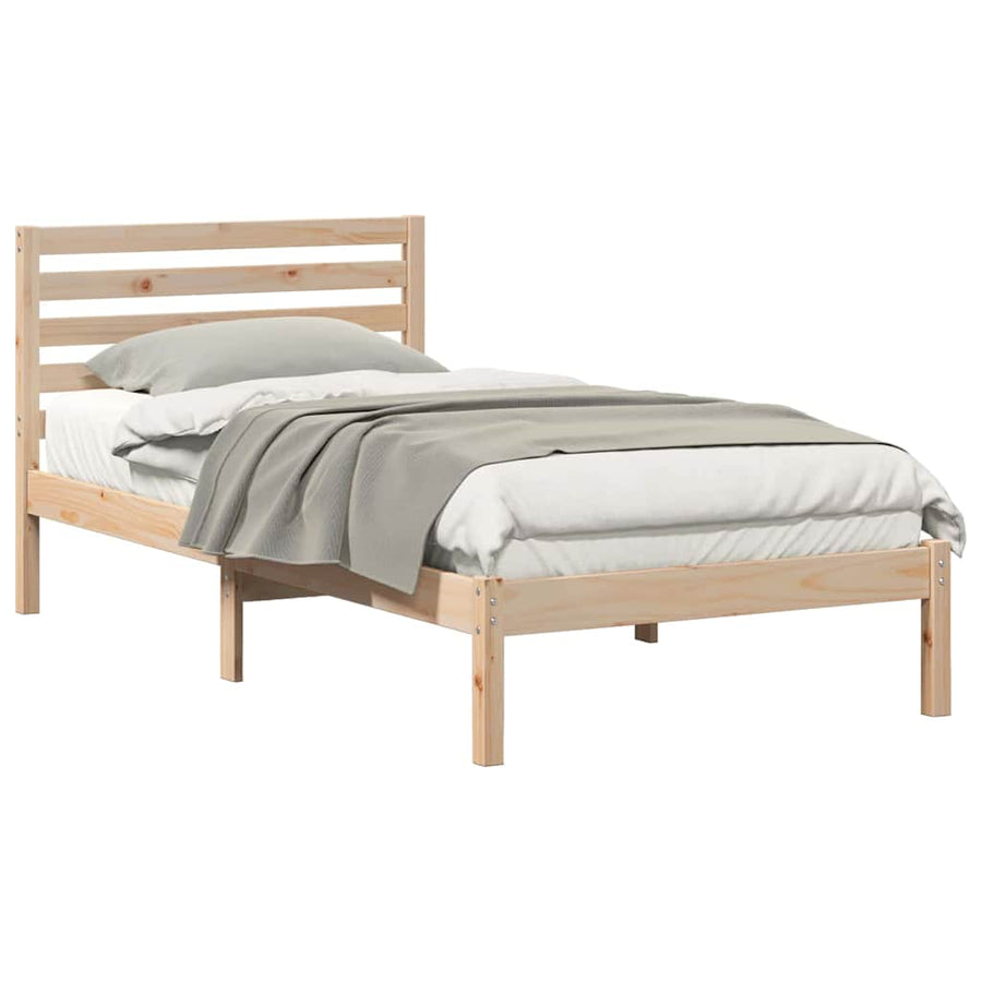 Bedframe met hoofdeinde Bruin 100 x 200 cm Massief grenenhout