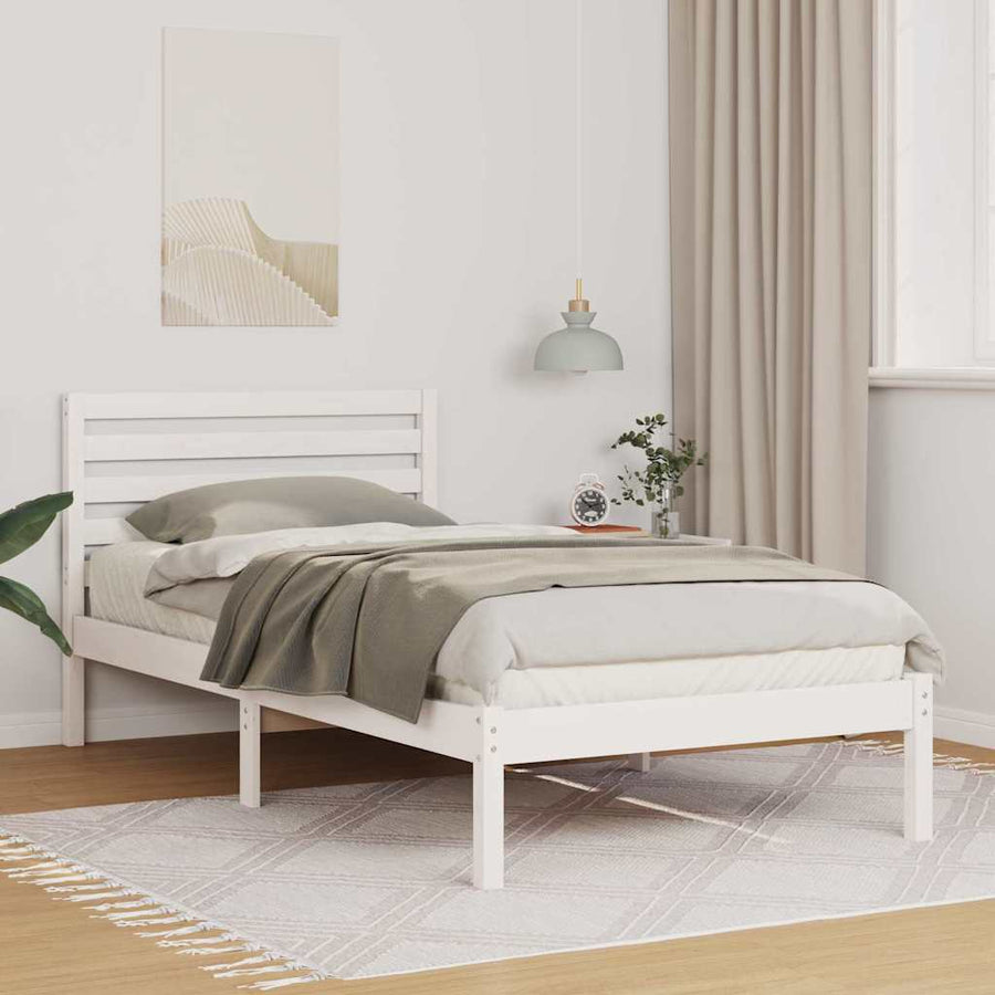 Bedframe met hoofdeinde Wit 100 x 200 cm Massief grenenhout