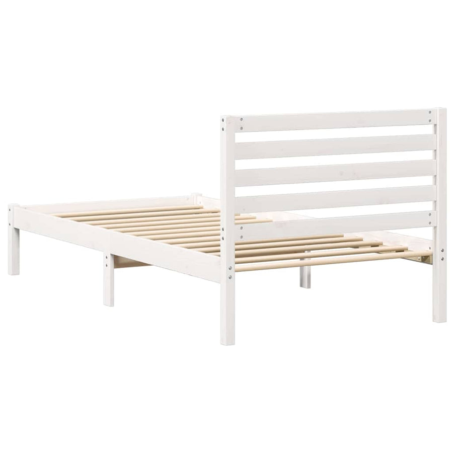 Bedframe met hoofdeinde Wit 100 x 200 cm Massief grenenhout