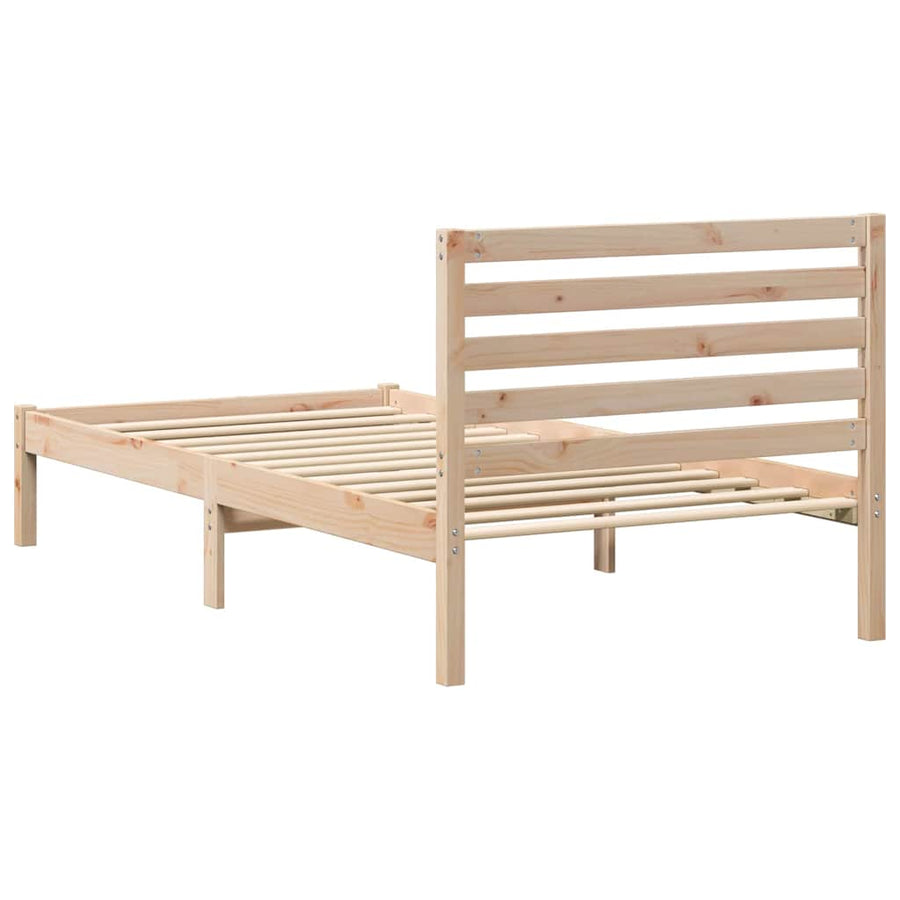 Bedframe met hoofdeinde Bruin 90 x 190 cm Massief grenenhout