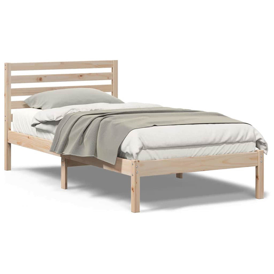 Bedframe met hoofdeinde Bruin 90 x 190 cm Massief grenenhout