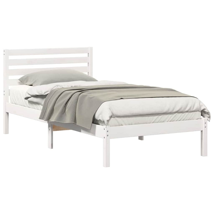 Bedframe met hoofdeinde Wit 90 x 190 cm Massief grenenhout