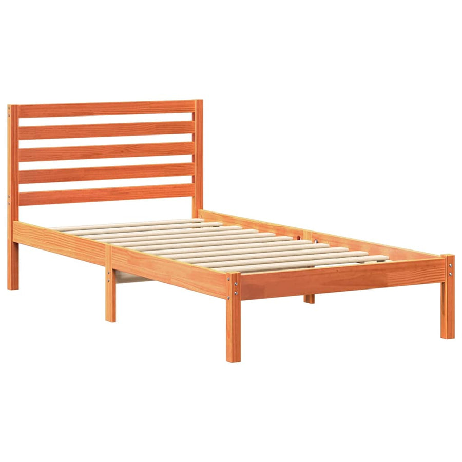 Bedframe met hoofdeinde Wasbruin 90 x 190 cm Massief grenenhout