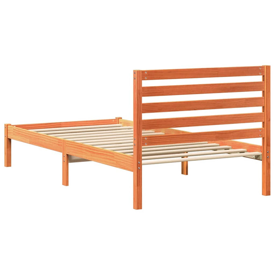 Bedframe met hoofdeinde Wasbruin 90 x 190 cm Massief grenenhout