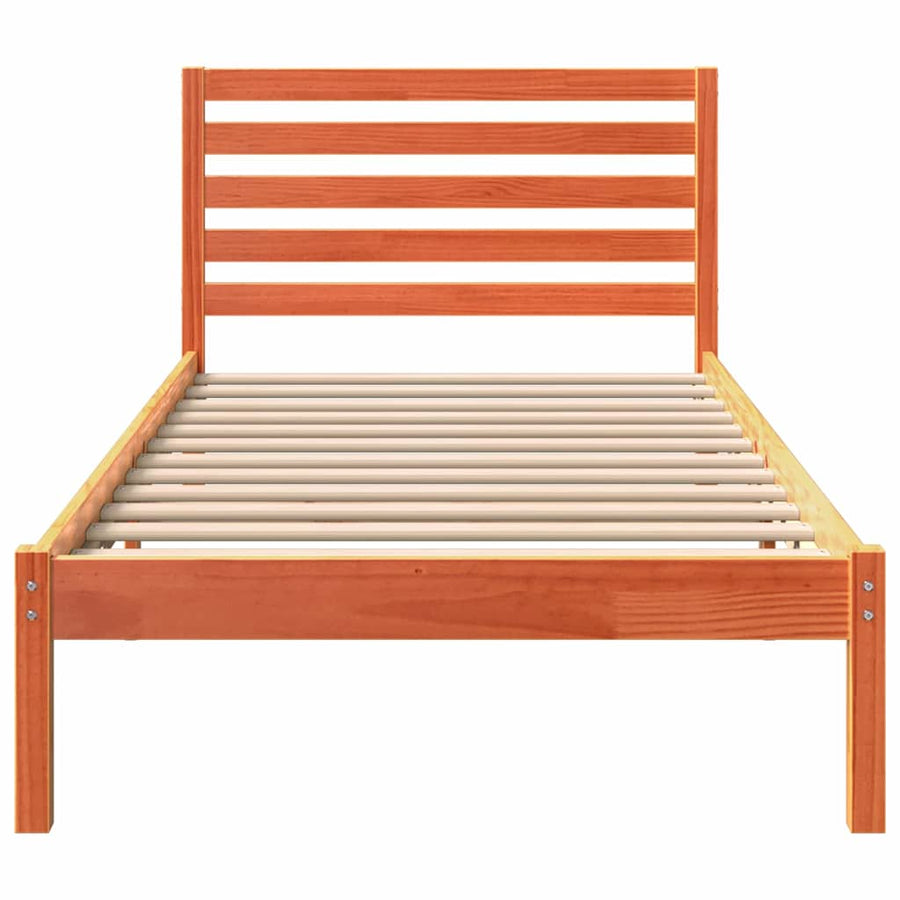 Bedframe met hoofdeinde Wasbruin 90 x 190 cm Massief grenenhout