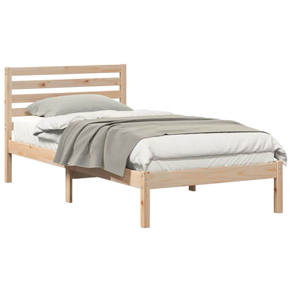 Bedframe met hoofdeinde Bruin 75 x 190 cm Massief grenenhout