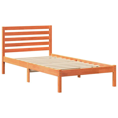 Bedframe met hoofdeinde Wasbruin 75 x 190 cm Massief grenenhout