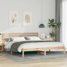 Bedframe met hoofdeinde Bruin 200 x 200 cm Massief grenenhout