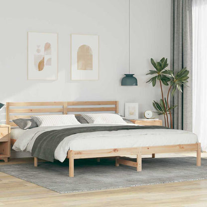 Bedframe met hoofdeinde Bruin 200 x 200 cm Massief grenenhout
