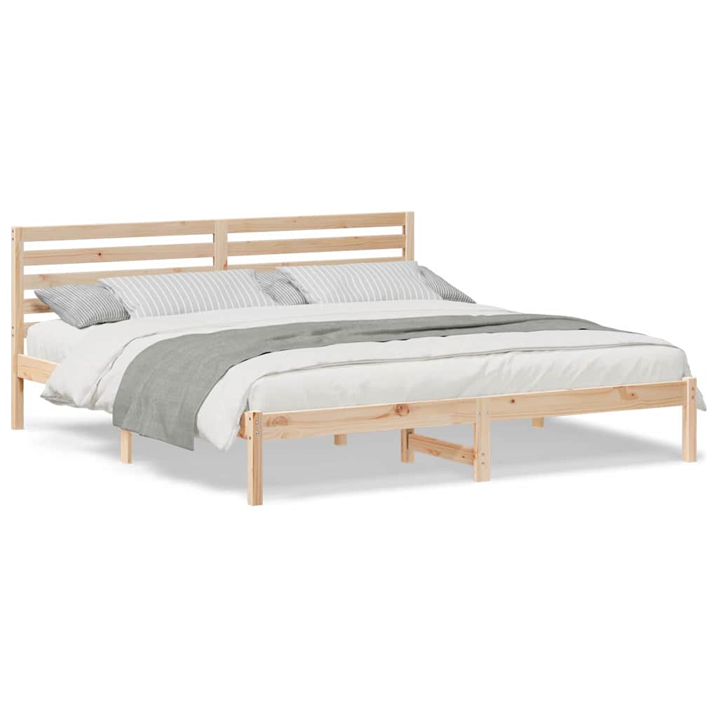 Bedframe met hoofdeinde Bruin 200 x 200 cm Massief grenenhout