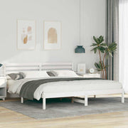 Bedframe 200x200 cm massief grenenhout wit