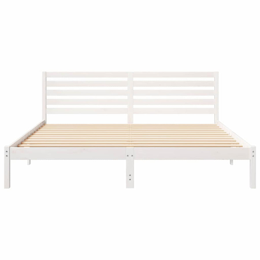 Bedframe met hoofdeinde Wit 200 x 200 cm Massief grenenhout