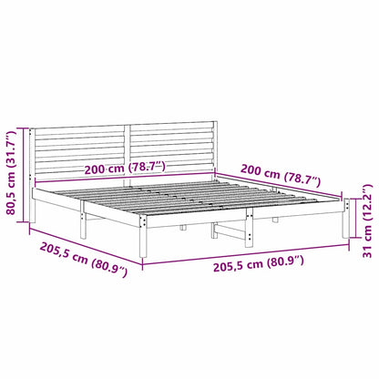 Bedframe met hoofdeinde Wit 200 x 200 cm Massief grenenhout