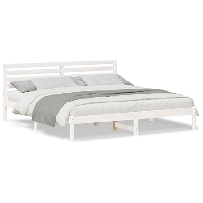 Bedframe met hoofdeinde Wit 200 x 200 cm Massief grenenhout