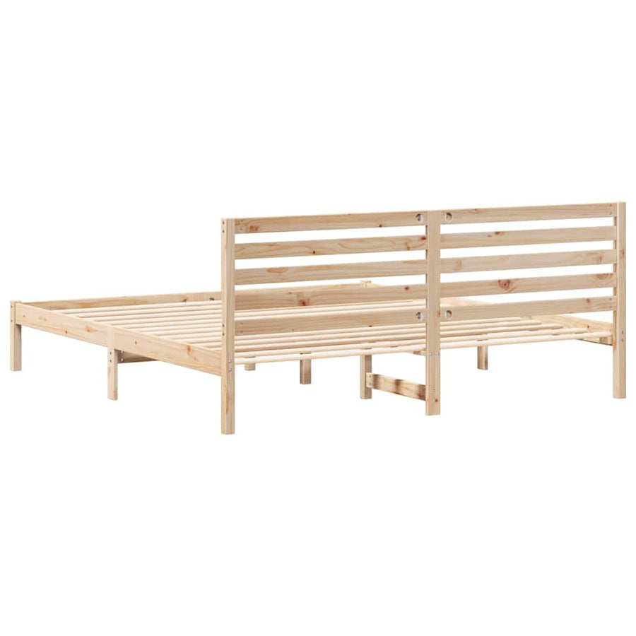 Bedframe met hoofdeinde Bruin 180 x 200 cm Massief grenenhout