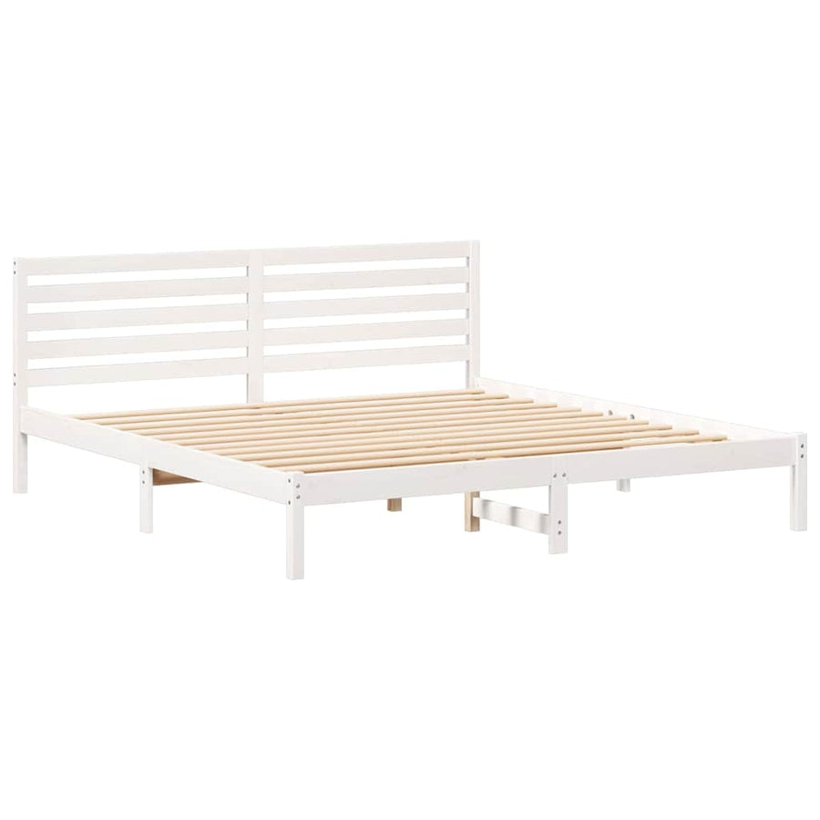 Bedframe met hoofdeinde Wit 180 x 200 cm Massief grenenhout