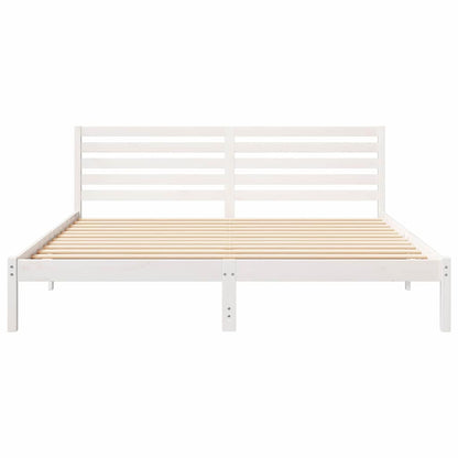 Bedframe met hoofdeinde Wit 180 x 200 cm Massief grenenhout