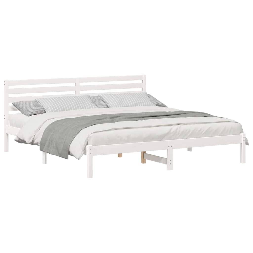 Bedframe met hoofdeinde Wit 180 x 200 cm Massief grenenhout