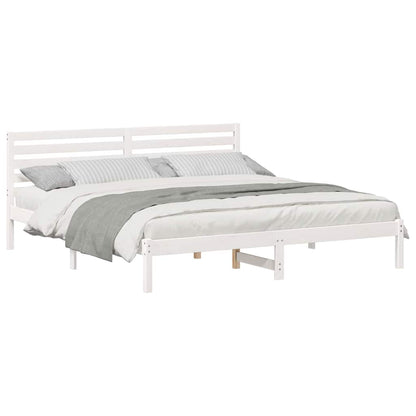 Bedframe met hoofdeinde Wit 180 x 200 cm Massief grenenhout