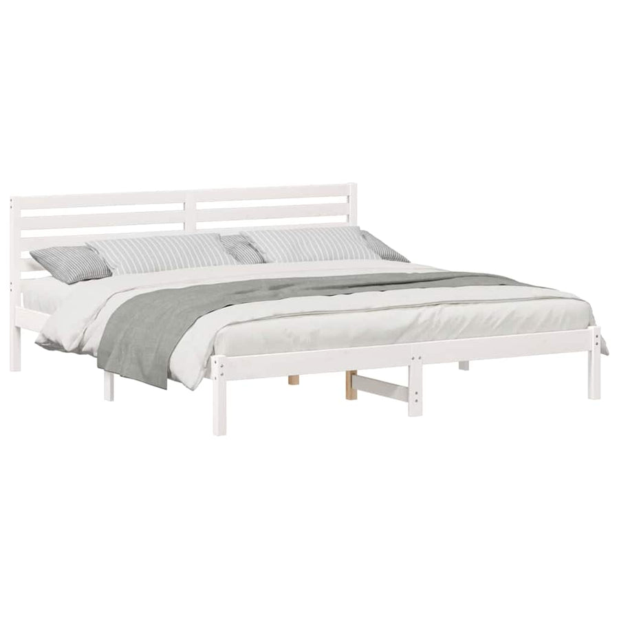 Bedframe met hoofdeinde Wit 180 x 200 cm Massief grenenhout