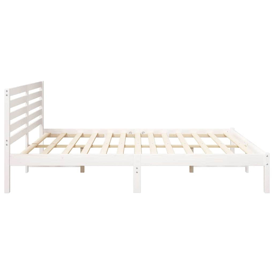 Bedframe met hoofdeinde Wit 180 x 200 cm Massief grenenhout