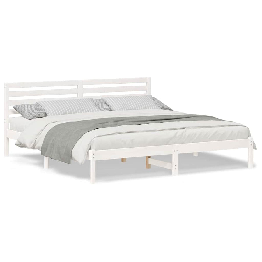 Bedframe met hoofdeinde Wit 180 x 200 cm Massief grenenhout